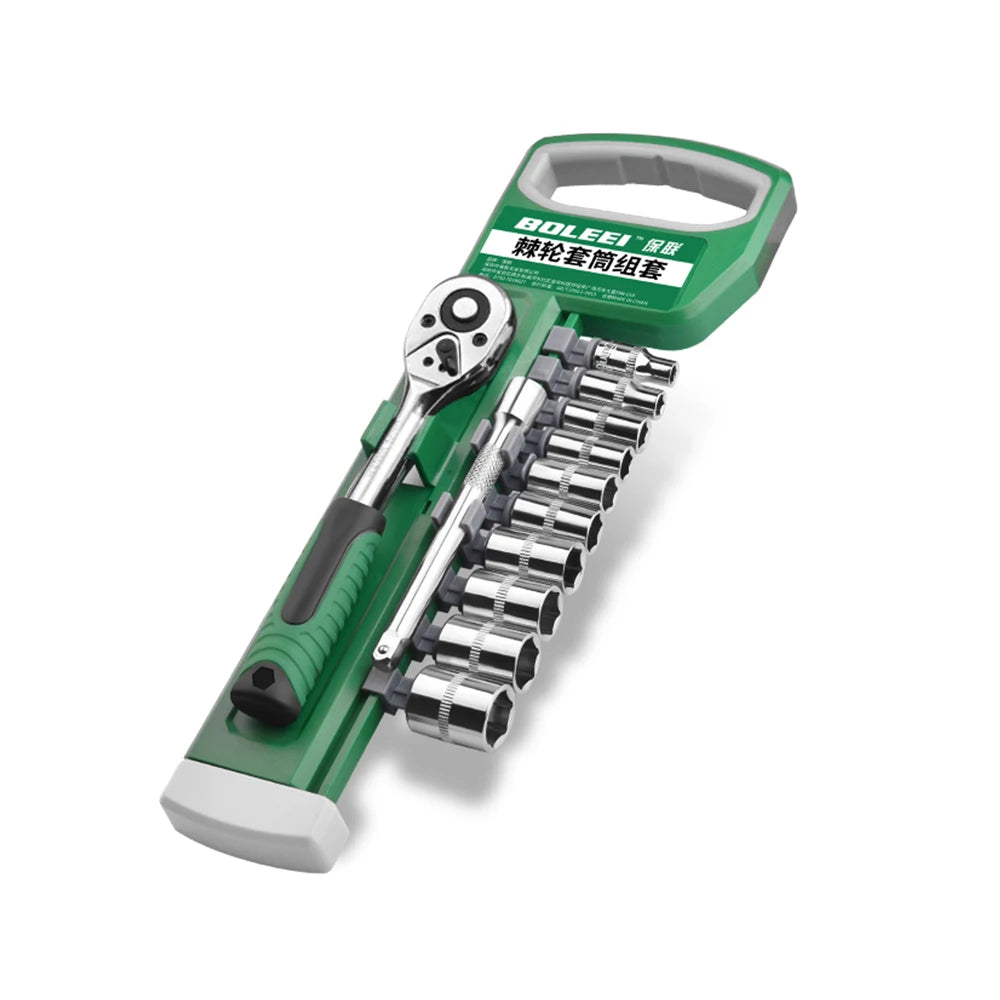 12pcs 24T 1/4\" Short Sleeve Ratchet Wrench Socket Set Cr-V Hardware Tools Combination Kits for Screw Disassembly Bicycles OEM