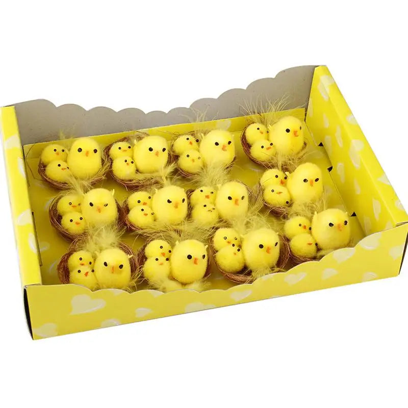 12set Number 3) Mini Easter Chicks Easter Decorative Chicken a Litter of Small Yellow Chickens Little Chicken
