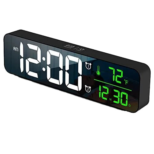 10 Inch Large Digital LED Alarm Clock 40 Music Temperature Calendar Elderly Wall Table Office Space Electronic Movement