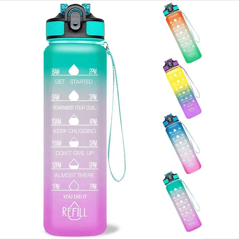 1000ML Gym Water Jug Customized Sleeve Bodybuilding BPA-Free Big Sports Water Bottle