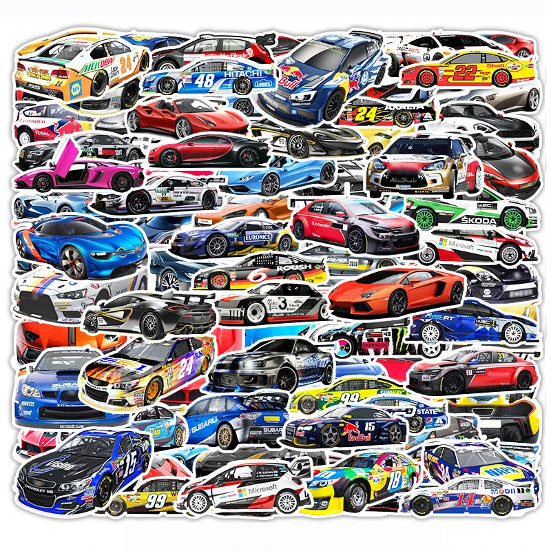 102Pcs Supercar Racing Car Waterpoof Graffiti Stickers for Bottle Laptop Car Motorcycle Decor Vinyl Roadster Sticker