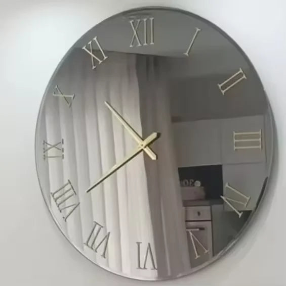 100cm Glass Light Luxury Living Room Wall Hanging Clock Roman Number Round for Home Decor Large Mirror Wall Clock Dropshipping