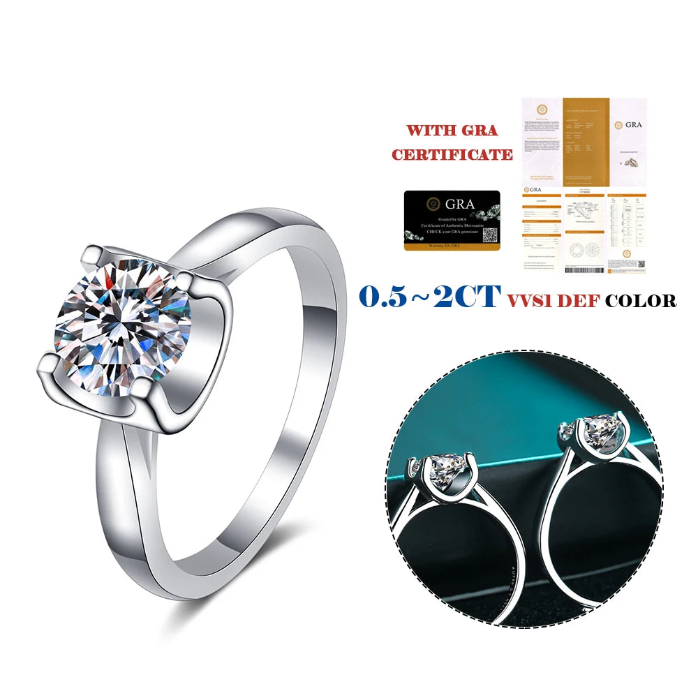 1 Carat Luxury Adjustable Engagement Wedding Ring Fine 925 Sterling Silver Moissanite Diamond Jewelry Rings for Women