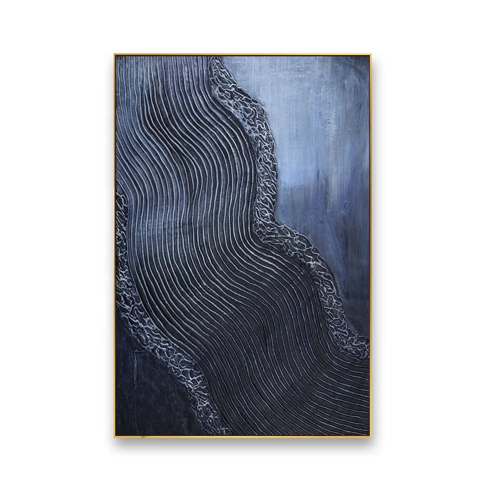 100% Hand-painted Black and White Texture Acrylic Modern Abstract Canvas Wall Painting