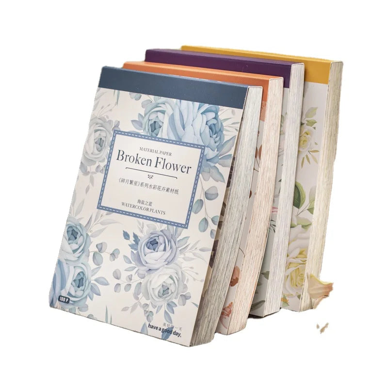 100 Pcs Vintage Floral Background Art Decorative DIY Craft Paper Scrapbooking Journal Planner Sticker Promotional Memo Pad