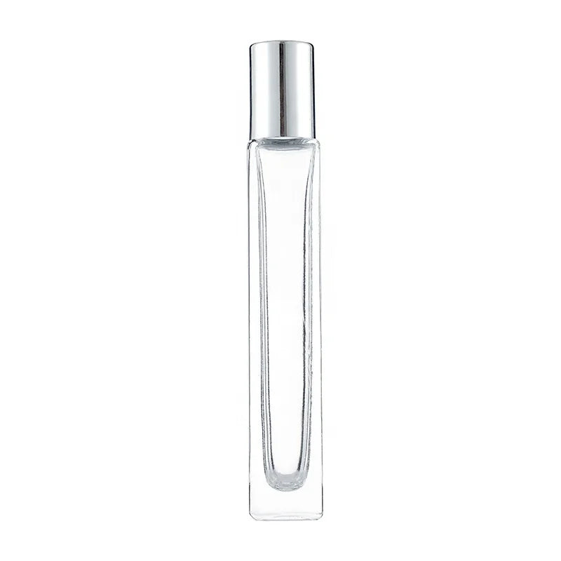 10ml Slender Clear Glass Perfume Bottle Thickened Square Roll-on Essential Oil Roller for Ball Bottle