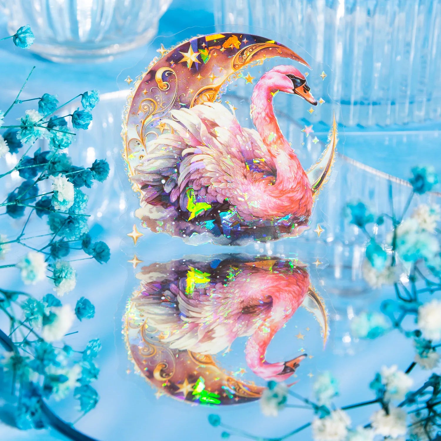 10 Sheets/pack of Stickers Swan Star Dream Series Shell Light Hand Book DIY Material Decoration Stickers 6 Styles