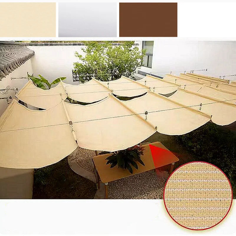 1.5x6m Anti-UV Telescopic Wave Net HDPE Fabric Pergola Retractable Wave Sunshade Net Terrace Canopy Garden Swimming Pool