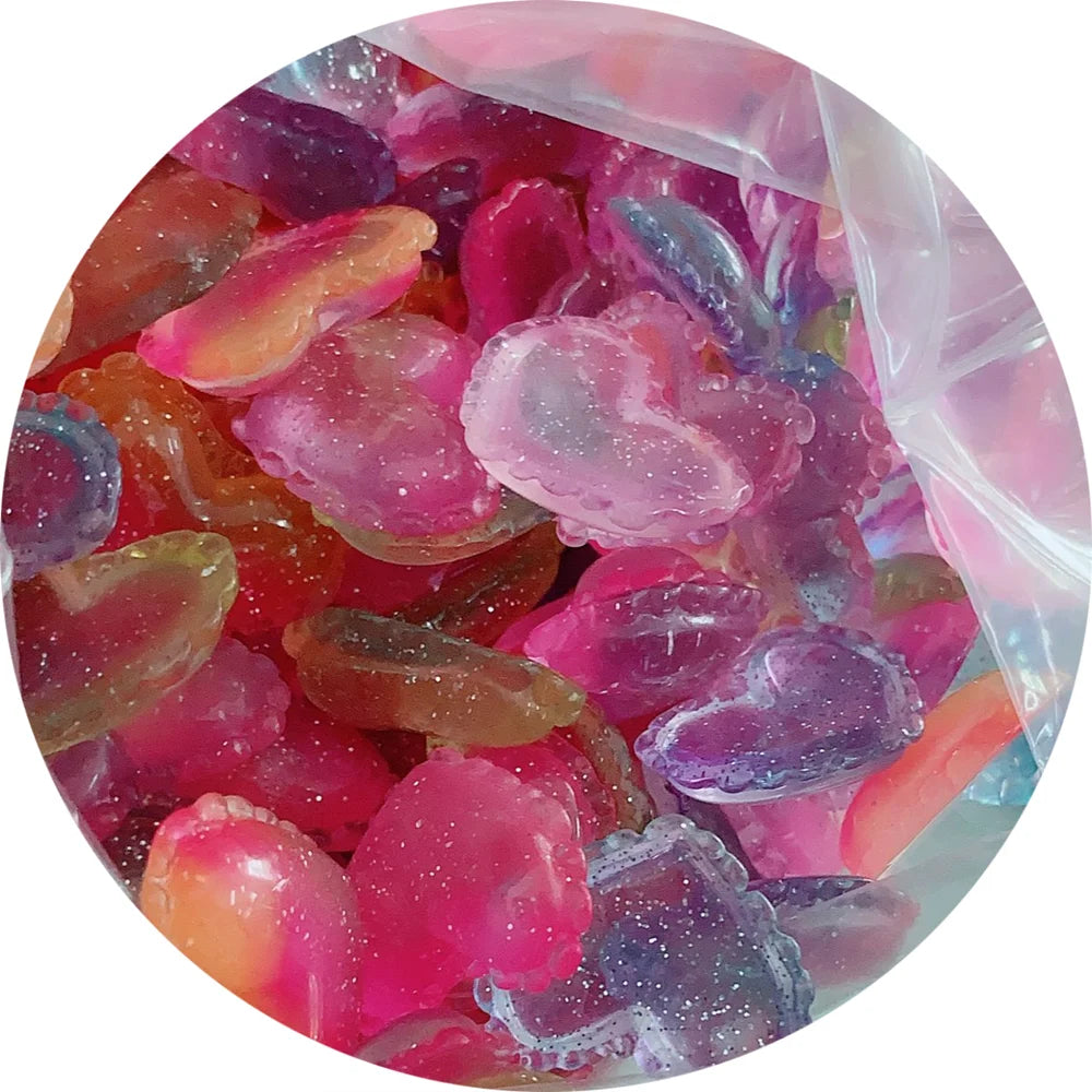 100Pcs Glitter Gradient Heart Flatback Resin Cabochon Kawaii Decoration Crafts Embellishments for Scrapbooking DIY Accessories