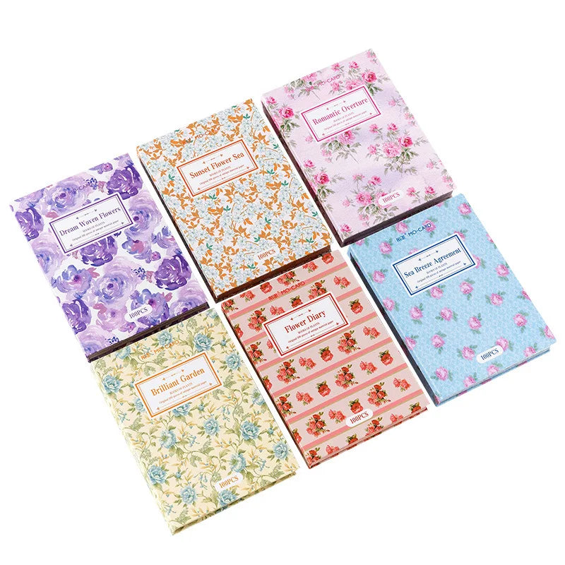 100sheets/pack Retro Material Paper Plant Book Series Artistic Journal Decorative Source Material Base Stickers Background