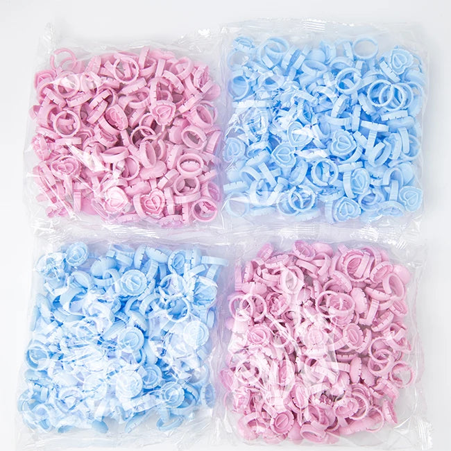 100pcs /bag Disposable Colorful Plastic Professional Blossom Cup Shape Glue Ring Lash Glue Holder for Eyelash Extension