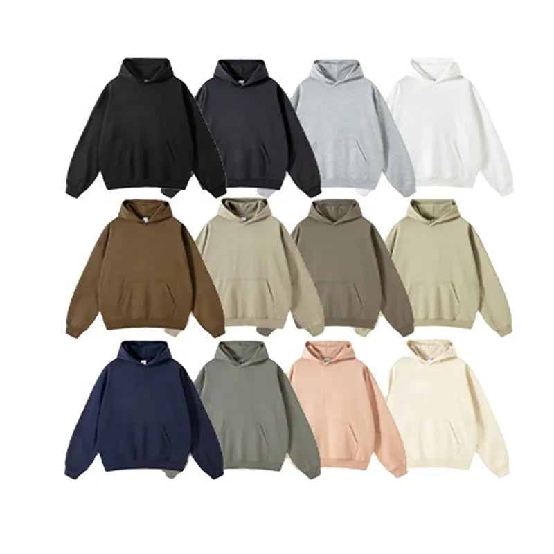 100% Cotton 400Gsm DTG Custom Logo Pullover Sweatsuit Hoodie Sweatpants Set for Men 12 Colors High Wear Printed 3D Embroidery
