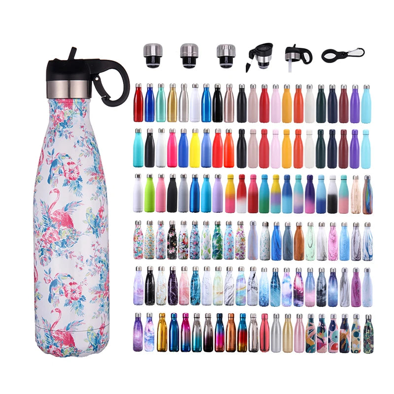 1 PCS 500ml BPA Free Custom Logo Double Wall Insulated Stainless Steel Hot Drinking Water Bottle