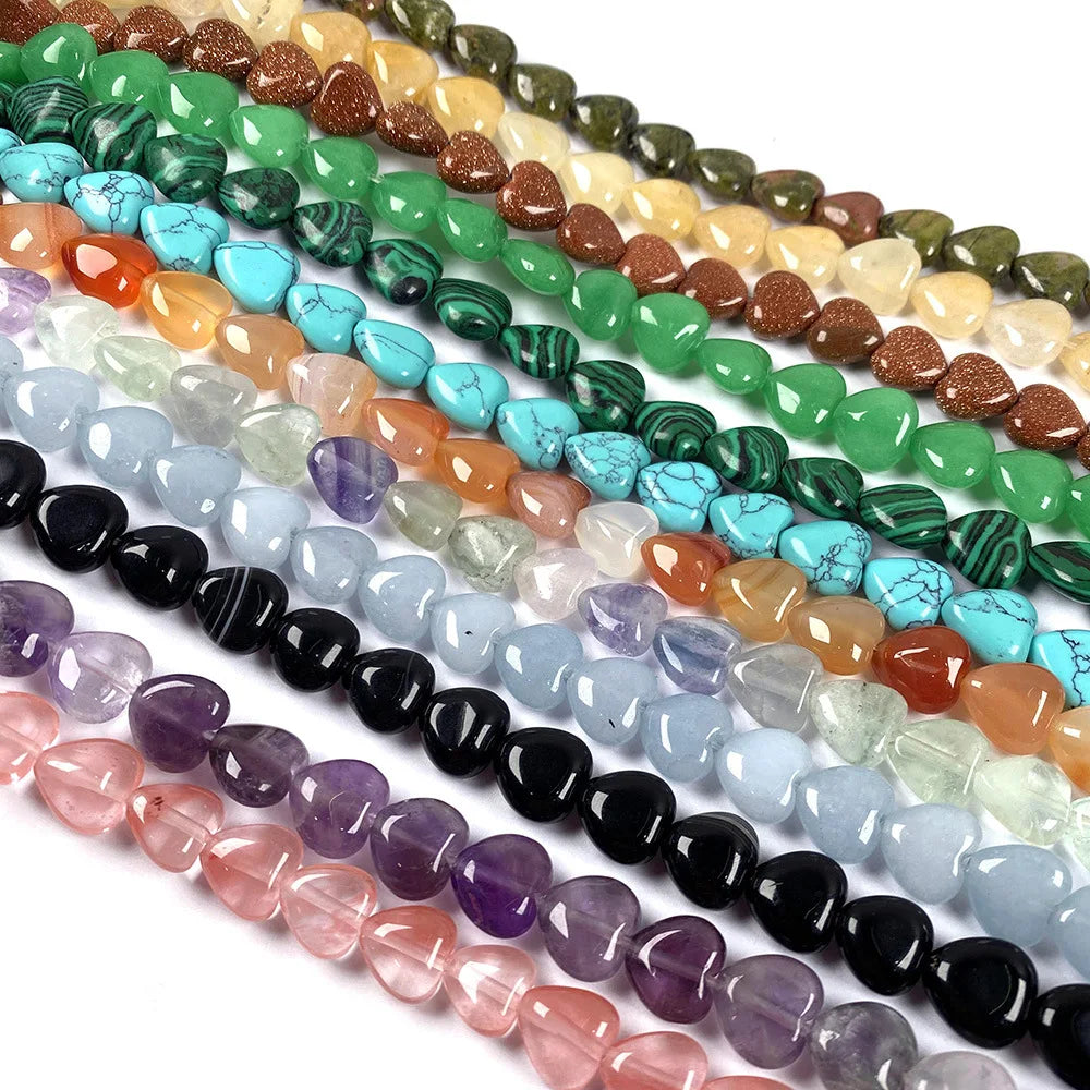 10*10mm Crystal Loose Strand Beads DIY Bracelet Heart Shape Genuine Natural Loose Gemstone Stone Beads for Jewelry Making