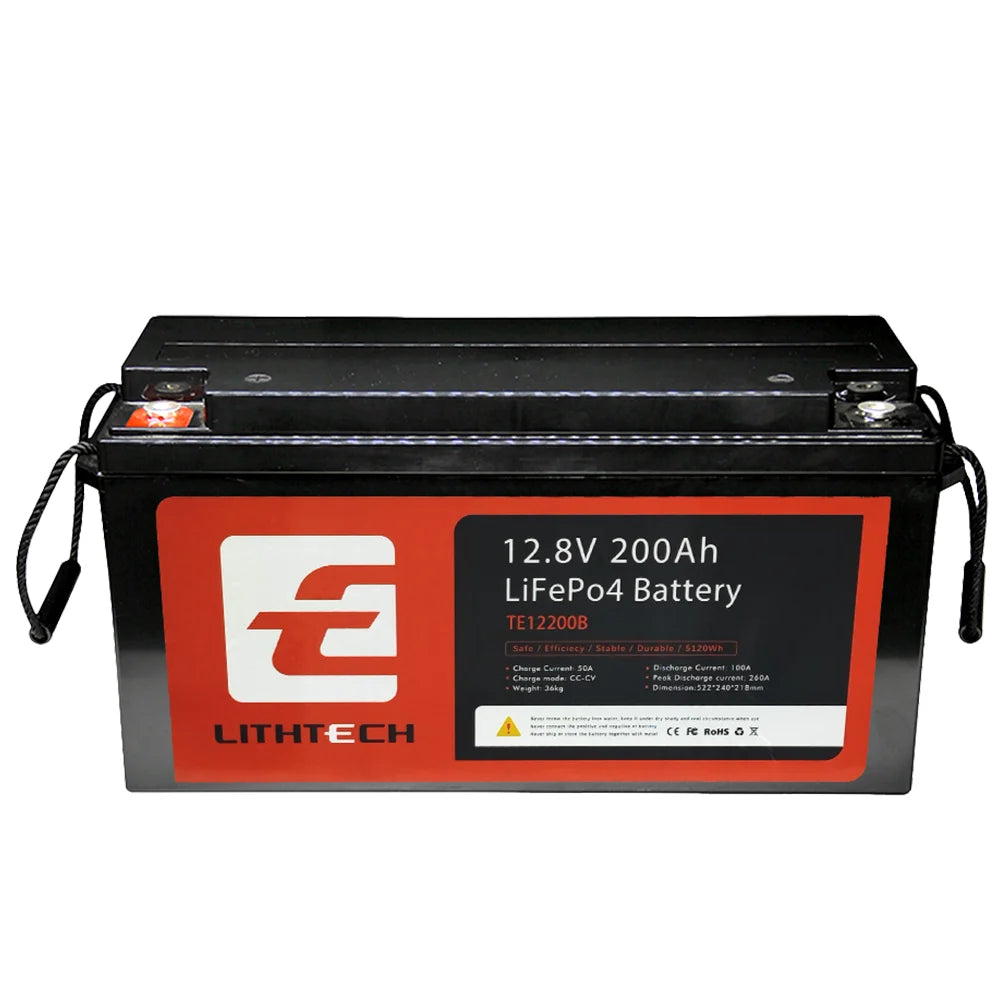 12 Volt 200AH Deep Cycle AGM Battery Lithium Ion Pack for RV Solar Marine Off-Grid Use