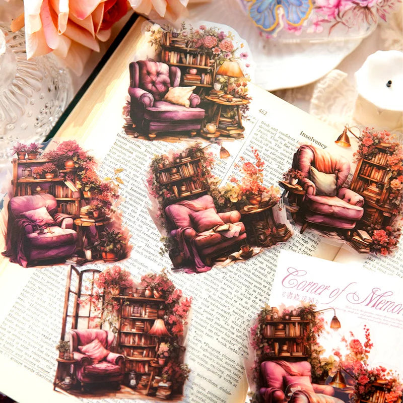 10 Sheets/pack of PET Stickers Memory Corner Series Romantic Tent Decoration Materials 6 Styles
