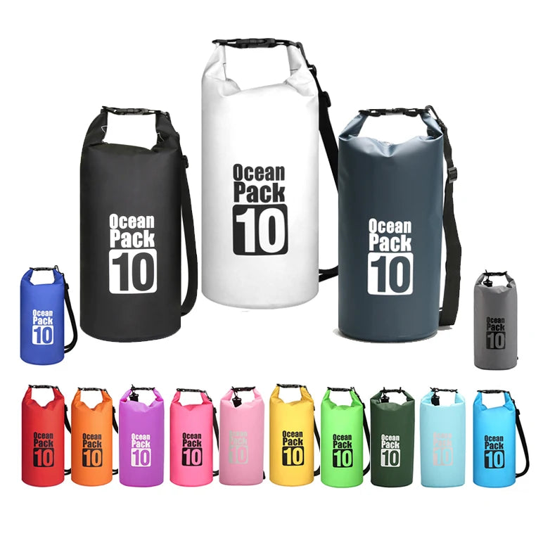10L Custom 17 Colors Waterproof Bags Beach Sport Outdoor Wet Pvc Sacks Water Proof Sack Ocean Pack Shoulder Dry Bag