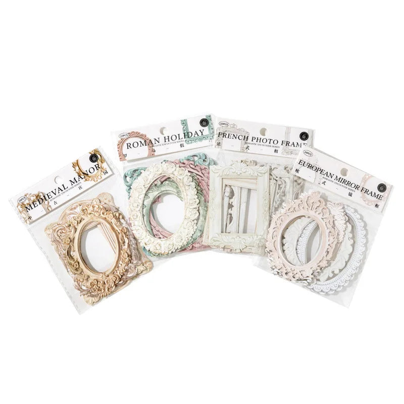 10 Pieces/Pack Border Decorative Paper Collage Card Romantic Hand Account DIY Material Decoration Base 6 Options