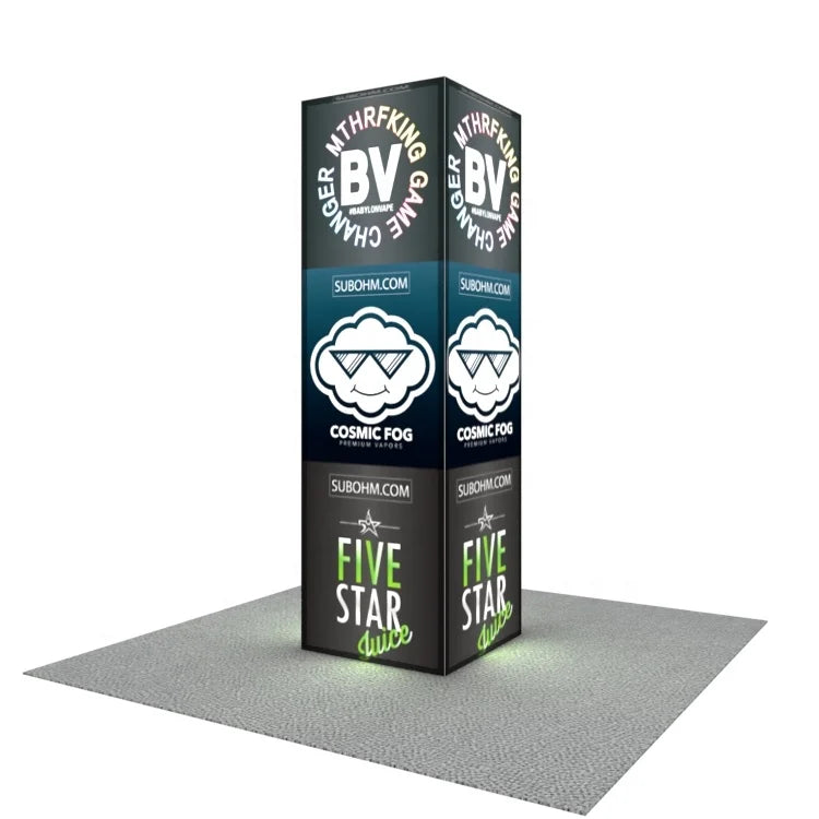 10ft Aluminum Trade Show LED Backlit Display Tension Fabric Pillar Portable Exhibition Stand