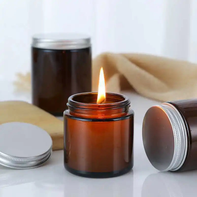 120ML D6*H6CM Wholesale Black Green Frosted Amber Transparent Scented Making Jar Round Candle Glass Containers for Candles