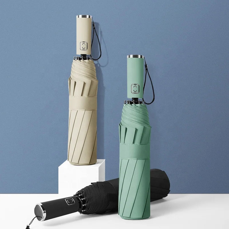 10 Bone New Arrival Fully Automatic Umbrella Simple Nordic Wind Custom Printing Logo Advertising Umbrella for Business Gifts