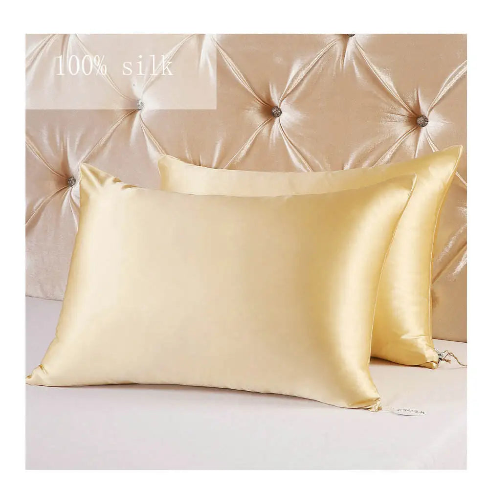 100% Premium Mulberry Silk Pillow Case 16m/m Woven Envelope with Solid Pattern Zipper Hair Care for Hotel Home Use Free Shipping