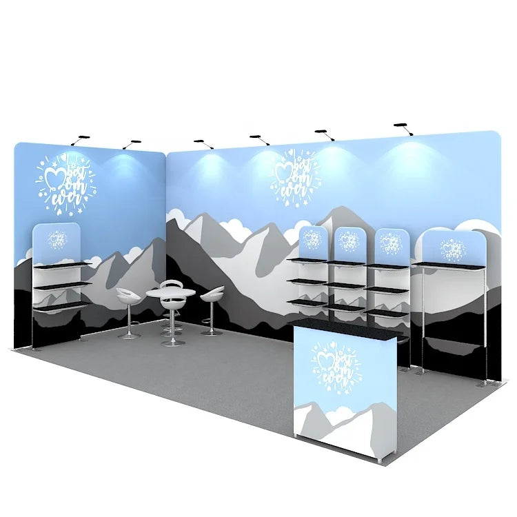 10x20ft Custom Advertising Display Detachable Aluminum Backdrop Shelf Portable Trade Show Booth
