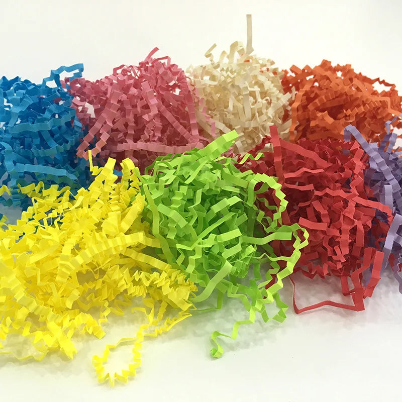 100g Bag Wrinkled Paper Silk Color Raffia Wavy Crinkle Kraft Paper Shredded Gift Box Fruit Filler