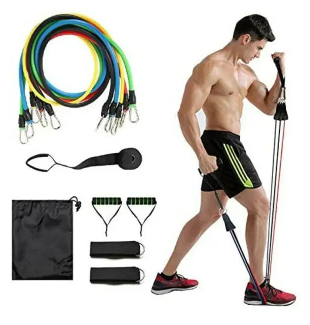 11 Pcs Yoga Latex Fitness Resistance Rope Bands Set TPE Elasticity Exercise Ankle Straps Loop Training Gym Tube