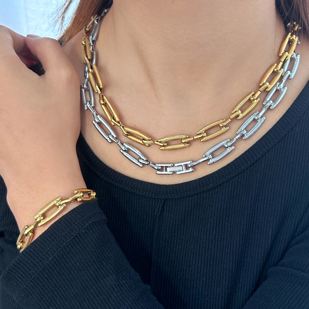 10mm Gold Silver Color Stainless Steel Jewelry SET Unisex High Quality DIY Chain Accessories Waterproof Low MOQ
