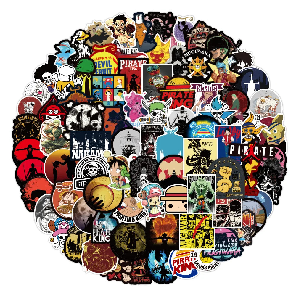 100Pcs One Pieces Cool Fashion Anime Waterpoof Graffiti Stickers for Boy Bottle Laptop Car Wall Suitcase Sticker Pack