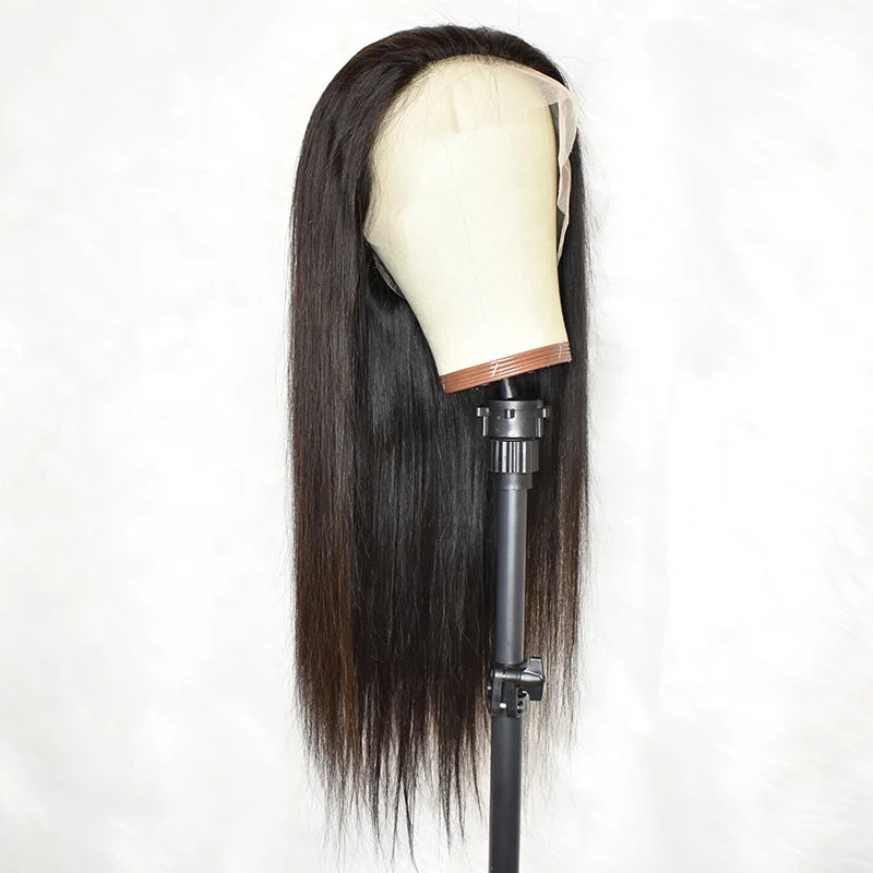 100% Human Hair Straight 13*4 Wig for Black Women Lace Frontal Wig Double Drawn Hair