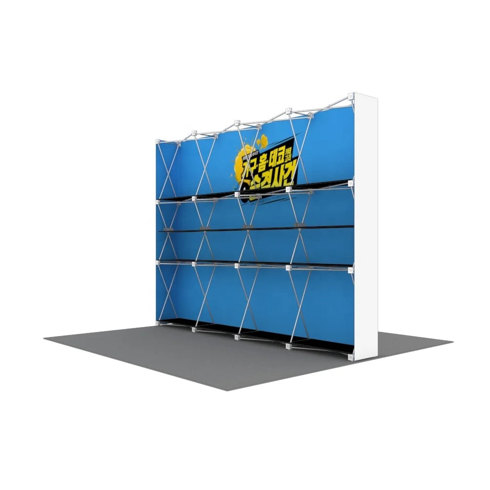 10x8 Portable New Design Collapsible Exhibition Promotional Storage Shelf Display Tension Fabric Trade Show Pop up Stand