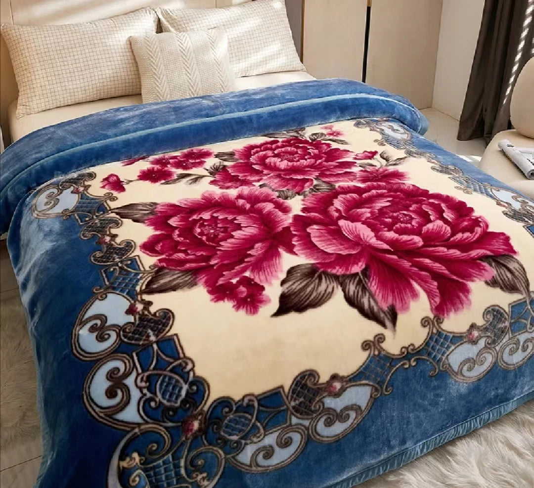 100% Polyester Knitted Double Fluffy American Style 2-Ply Korean Mink Raschel Blanket Woven Square Sherpa for Bed