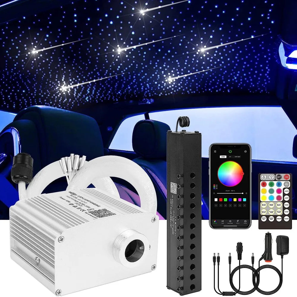 10W Starlight Headliner Shooting Star Decorations Twinkle RGBW LED 550pcs Fiber Optic Star Ceiling Light With 3W Meteor Kit