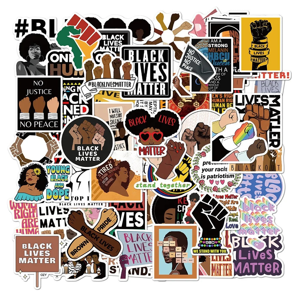 100Pcs Black Lives Matter Human Rights Woman Girl People Free Graffiti Melanin Vinyl Stickers