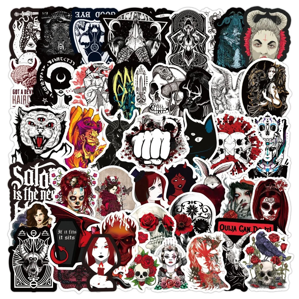 100Pcs Gothic Dark Demon Cool Graffiti Sticker for Helmet Phone Car Wall Bike Skateboard Luggage Laptop PVC Vinyl Stickers