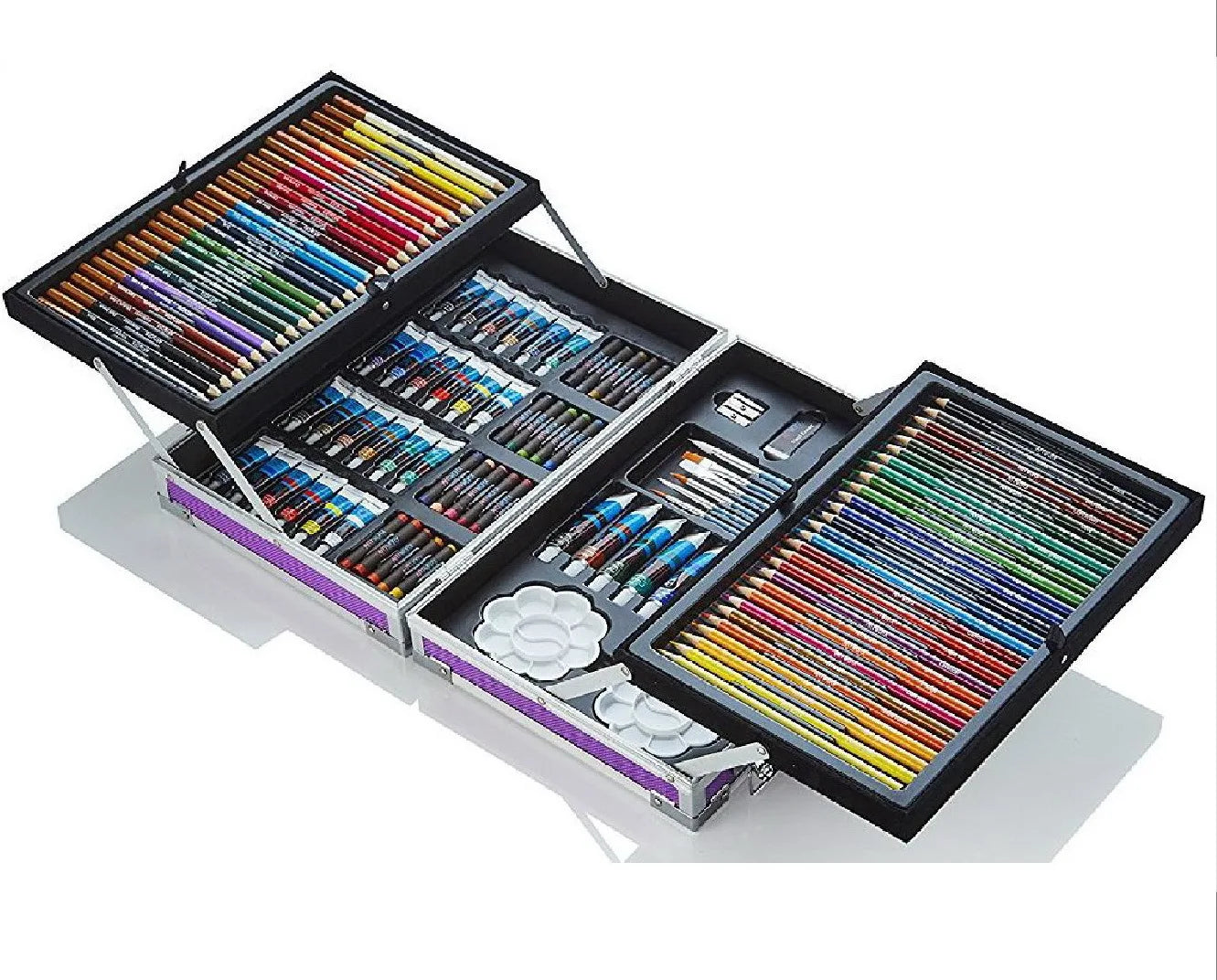 125 Pieces Birthday and Holiday Gift Drawing Painting Supplies Aluminum Box Packaging Drawing Art Set Art Painting Set