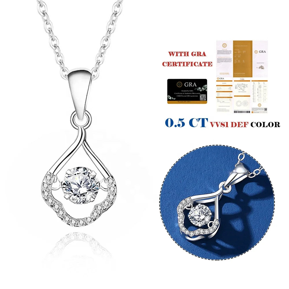 0.5CT Solitaire Moissanite Diamond Pendant Necklace for Women 925 Sterling Silver Necklace Gifts for Women Wife Girlfriend Jewel