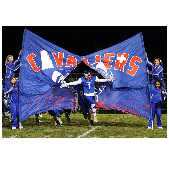 100% Polyester Run Through Signs Custom Printed Size Football Soccer Commerce Cheer Poster Big Bust Out Breakaway Banner