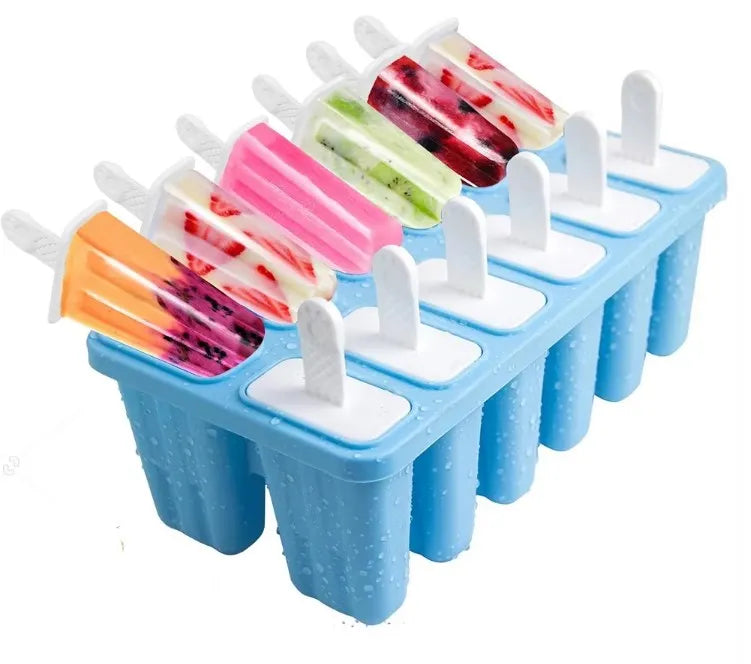 10 Cavity Ice Cream Popsicles Molds Bpa Free Silicone Popsicle Moulds Reusable Popcicale Mold Silicone for Kids