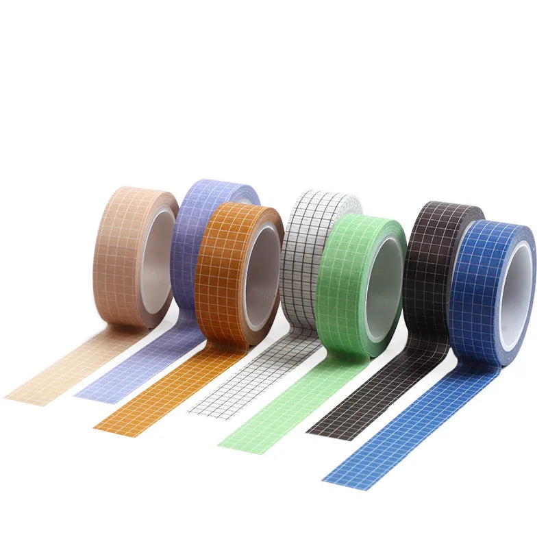 1 Roll/piece and Paper Tape Basic Solid Color Checkered DIY Ledger Decorative Stickers
