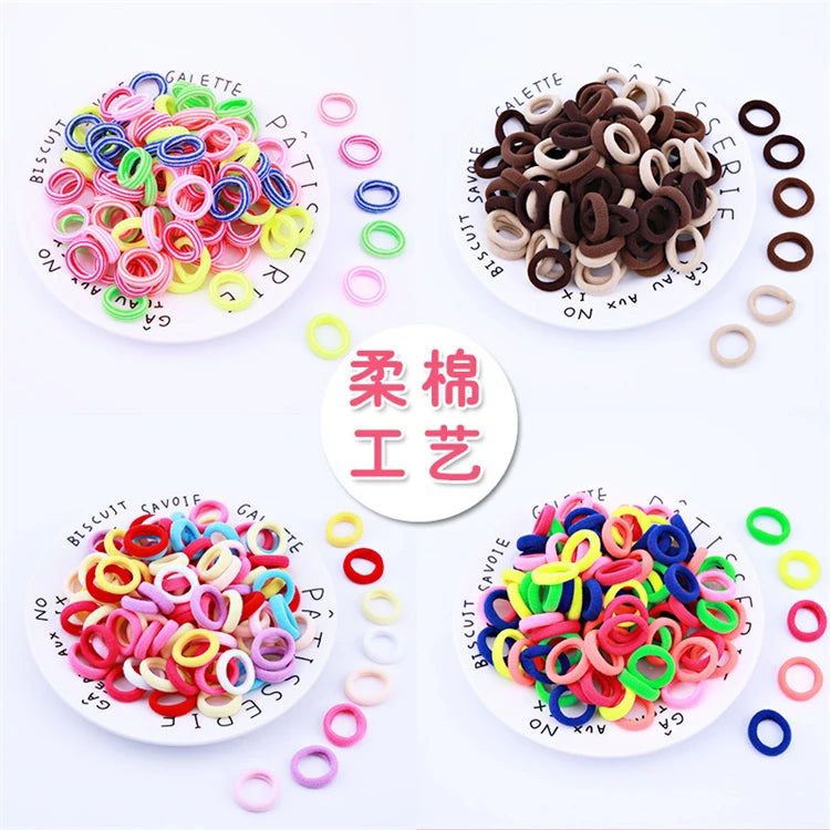 100pcs Kid Small Hair Bands Baby Girl Children Headbands Colorful Elastic Nylon Scrunchie Hair Rope