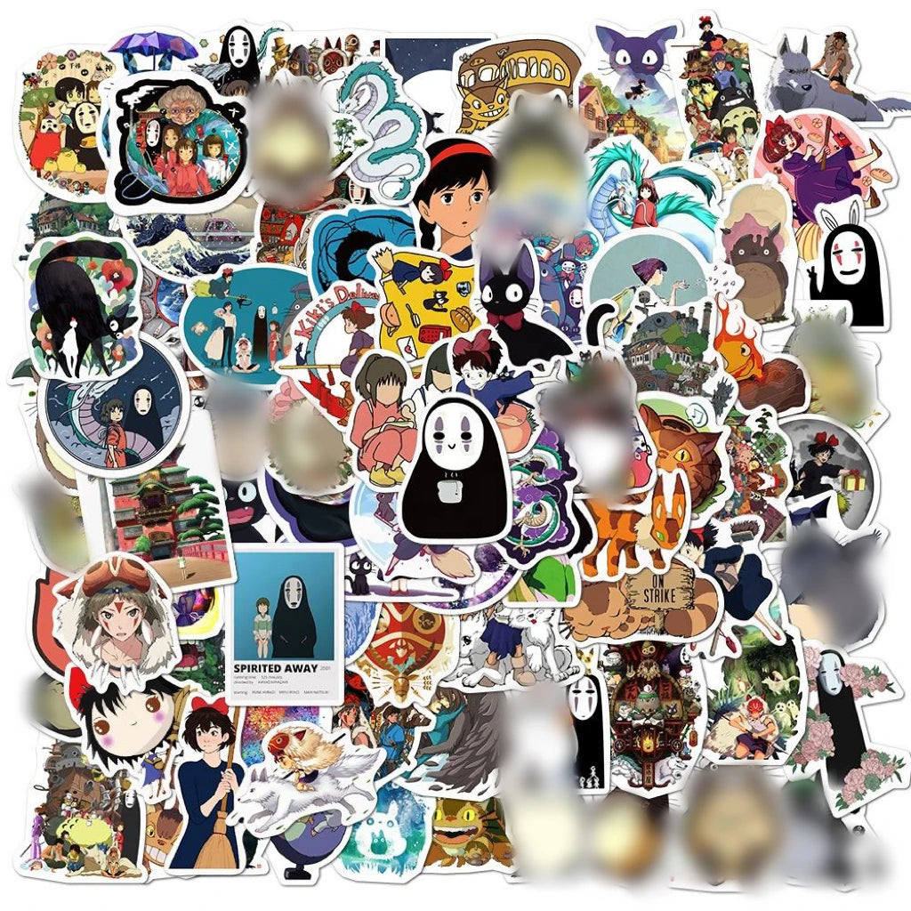 100Pcs Spirited Away Japan Washi Label for Guitar Fridge Skateboard Bottle Luggage Laptop Anime Stickers