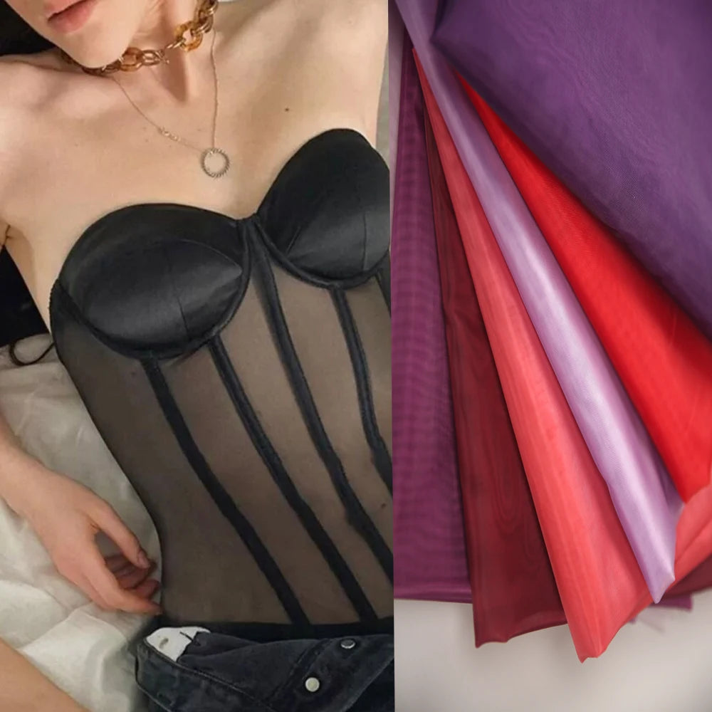 100% Polyester High Fashion 60D Stiff Mesh Hard Crinoline Plain Square Net Fabric for Wedding Dress
