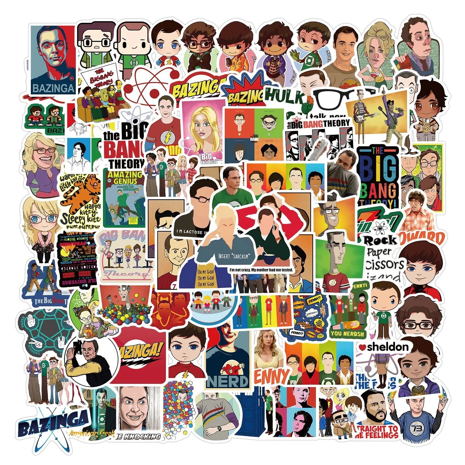 100Pcs the Big Bang Movies Funny Sticker for Schedule Notebook Luggage Laptop TV Show Leonard Sheldon Stickers