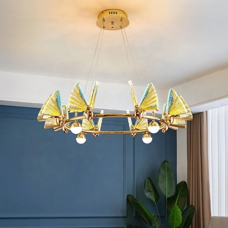 1 3 6 8 Heads Luxury Led Beautiful Acrylic Butterfly Pendant Light Chandeliers