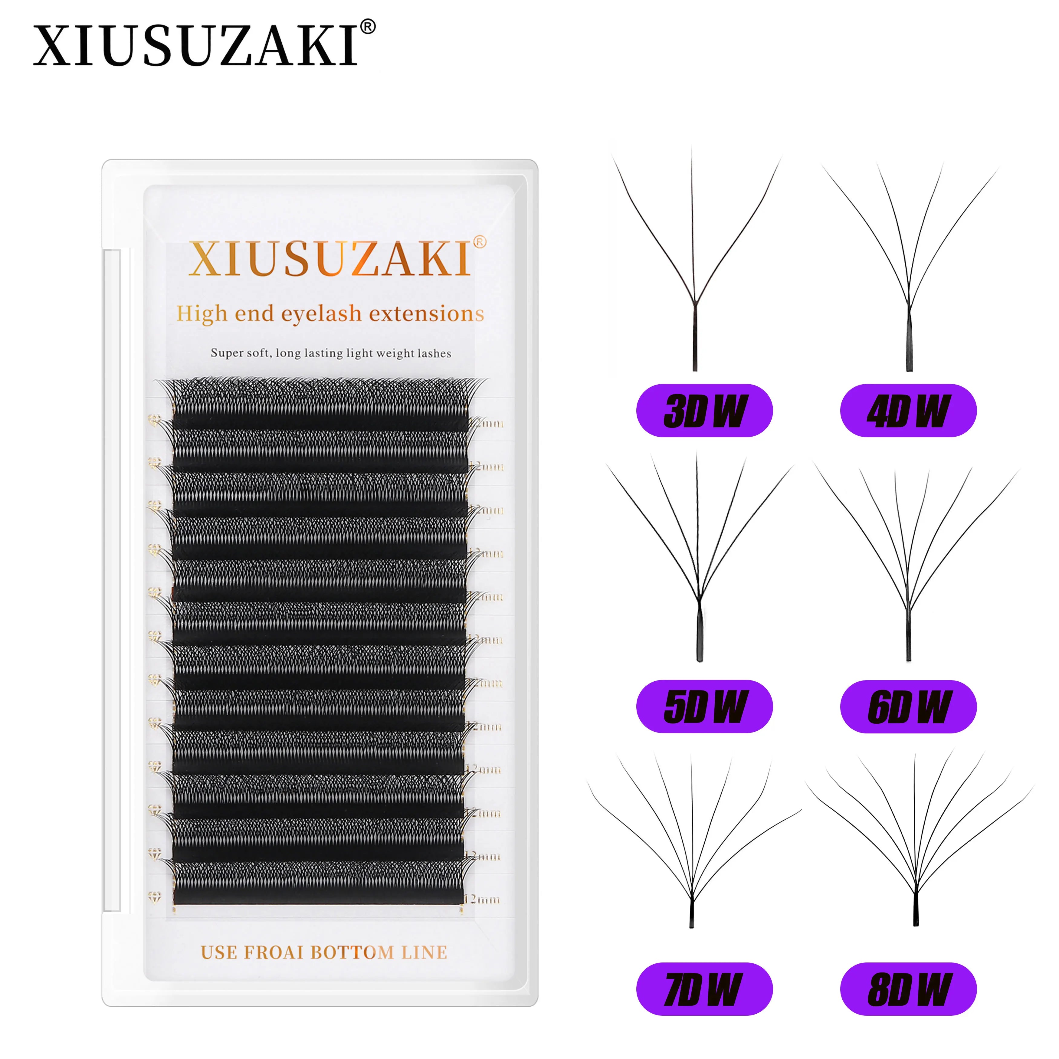 XIUSUZAKI 3D 4D 5D 6D 7D 8D W Shape Lashes YY Series 3D W-Shaped C/CC/D/DD Curl 0.07 Clover Eyelash Extensions