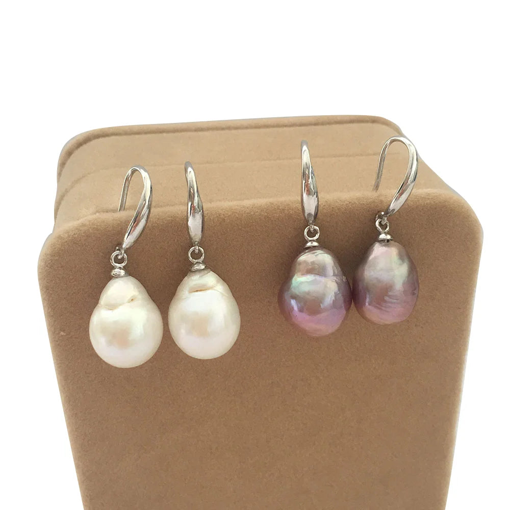 11-12 mm Baroque Pearl 925 Silver Earring With Real 18ct Gold Plating  100% Nature Freshwater Pearl .