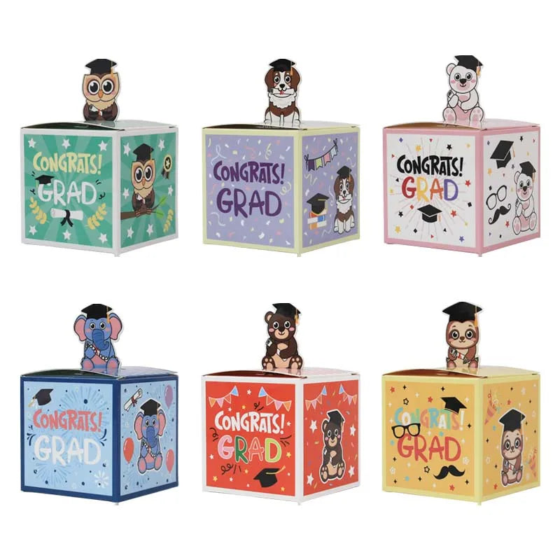 12pcs Graduation Party Decoration Paper Boxes Classroom Exchange Gift Box Teacher-Student Award Favors for Graduation Ceremony